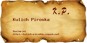 Kulich Piroska névjegykártya